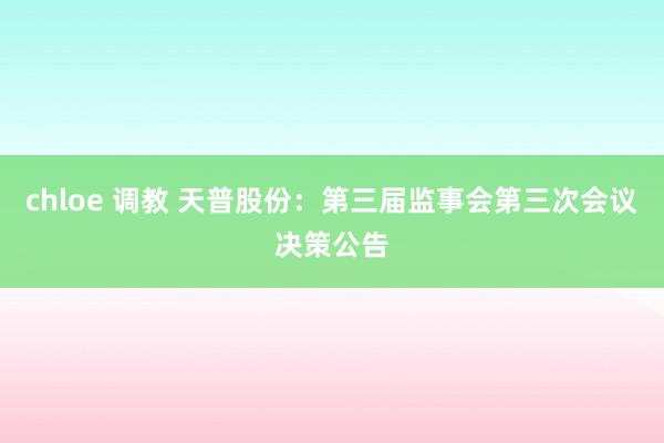 chloe 调教 天普股份：第三届监事会第三次会议决策公告